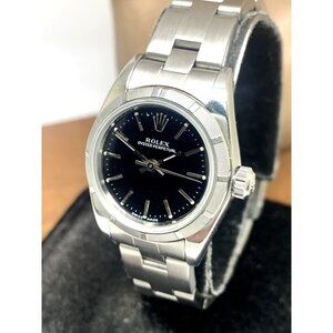 Rolex Women's Watch 76030 Oyster Perpetual 2000 Black Dial Swiss Automatic 25mm